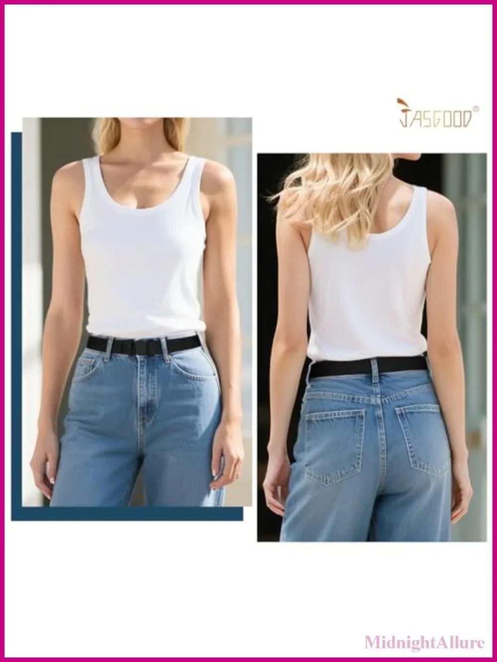 No Show Stretch Belt Flat Buckle Elastic Web Belt for Jeans Pants Dresses